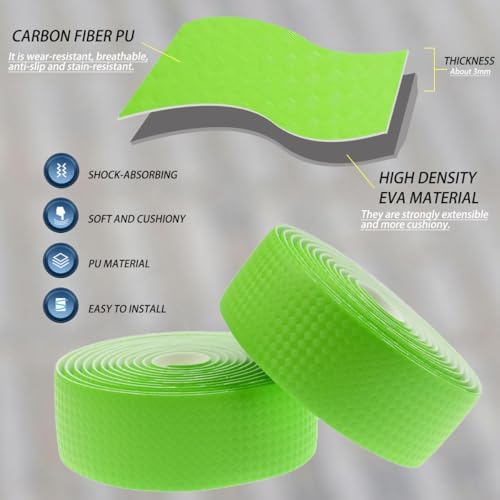 KINGOU Carbon Fiber PU Leather Road Bike Handlebar Tape Bar Tapes - 2PCS Per Set