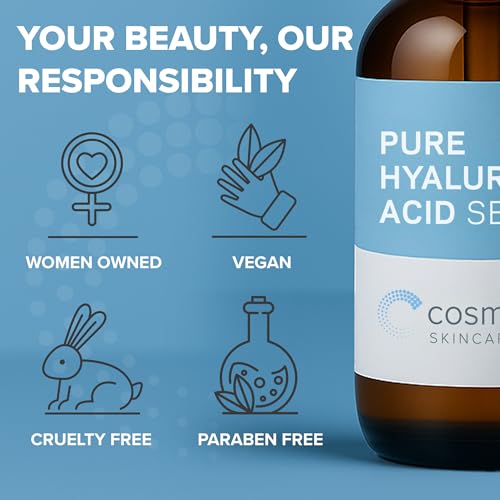 Hyaluronic Acid Serum for Skin 100% Pure Anti Aging Intense Hydration Moisture Non greasy Paraben free, Wrinkle Reducing and Brightening Serum (Pro Formula) 2oz