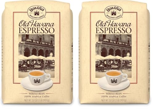 Gavina Old Havana Espresso Whole Bean Coffee, Medium-Dark Roast, 32 OZ Bag | Ideal for Espresso Machine, French Press & Drip Coffee Maker, 100% Arabica, Whole Bean for Fresh Grinding and Preferred Brew