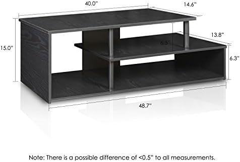 Furinno Econ Low Rise TV Stand, Espresso/Black | Open Shelf, TV Console for TV up to 46 Inch, for Living Room, Bedroom