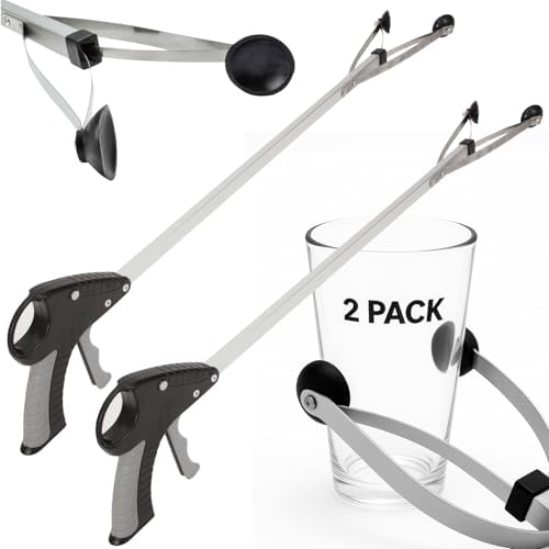 Vive Suction Cup Grabber Reacher 32" - Elderly Grab It Reaching Pickup Tool | Heavy Duty for Seniors - Trash, Sticks, Litter Picker Upper - Extra Long Reach Handle & Handy Extension Arm Claw