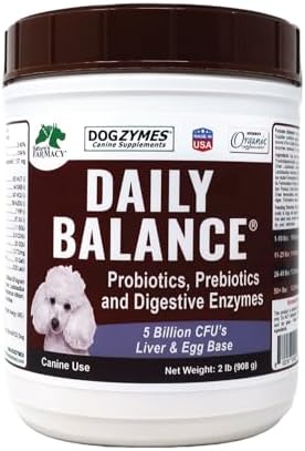 Dogzymes Probiotic Daily Balance - Supplies Nutritional Support and Live microorganisms for intestinal Well-Being as Well as enzymes for Proper Digestion. Liver and Egg Base. (1 Pound)