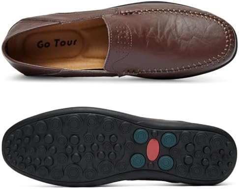 Go Tour Men's Premium Genuine Leather Casual Slip on Loafers Breathable Driving Shoes Fashion Slipper