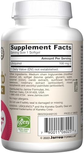 Jarrow QH-Absorb Ubiquinol 100mg CoQ10, Heart Health, 120 Softgels | High Absorption, Supports Mitochondrial Energy Production & Healthy Cardiovascular Function, Dietary Supplement
