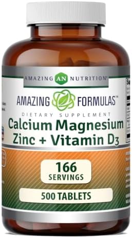 Amazing Formulas Calcium Magnesium Zinc D3-300 Tablets Per Bottle Supplement (Calcium 1000mg - Magnesium 400mg - Zinc 25mg Plus Vitamin D3 600 IU - Per Serving of 3 Tablets)