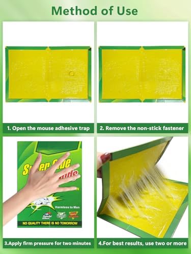 8 Pack Large Sticky Mouse Traps 12.6 x 8.5‘’ (unfolded), Super Strong Adhesive Glue Boards for Mice & Rats