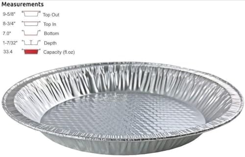 Handi-Foil 10" (Actual Top-Out 9-5/8 Inches - Top-In 8-3/4 Inches) Aluminum Foil Pie Pan - Disposable Baking Tin Plates (Pack of 100)