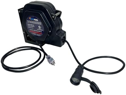 NEMA 3R Weatherproof Indoor/Outdoor 20 Ft Extension Cord Reel Alert Stamping Pro Reel 5320T-SW
