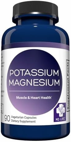 MD. Life Potassium Magnesium Supplement, High Absorption, 90 Capsules | Chelated Mineral Complex - Supports Vascular Health and Leg Cramp - Doctor Designed - Made in the USA - Non-GMO, Vegetarian
