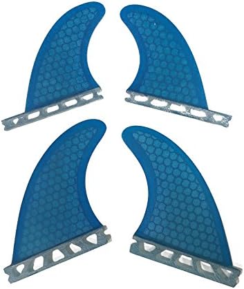 UPSURF Single Tab Surfboard Fin Fiberglass+Honeycomb Quad fin S/M Size (Blue G5+GL)