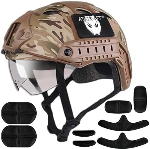 PJ Type Tactical Multifunctional Fast Helmet with Visor Goggles Version
