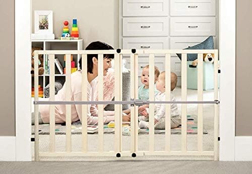 Regalo Safety 28"-42" Extra Wide Baby Gate, Bottom of Stairs & Doorways | Pressure Mounted & Adjustable, For Babies, Toddlers & Pets, Plastic, Gray, Tested & Trusted for 30 Years