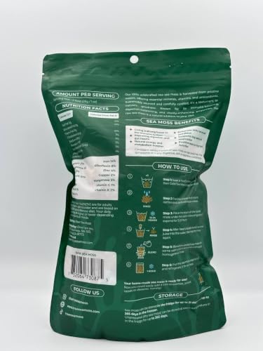 TrueSeaMoss Raw Irish Sea Moss – Wildcrafted Sun-Dried Seaweed for Homemade Gel – 16oz (1 lb) Makes Up to 200oz Gel – Atlantic Harvested