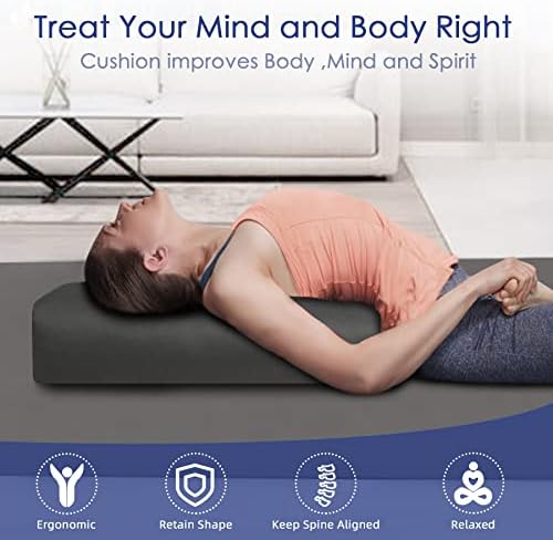 Yoga Bolster Pillow 26x10.5x5.5in Rectangular Meditation Cushion for Massage and Back Support, Breathable Cotton Fill, Zippered Organic Cotton Cover