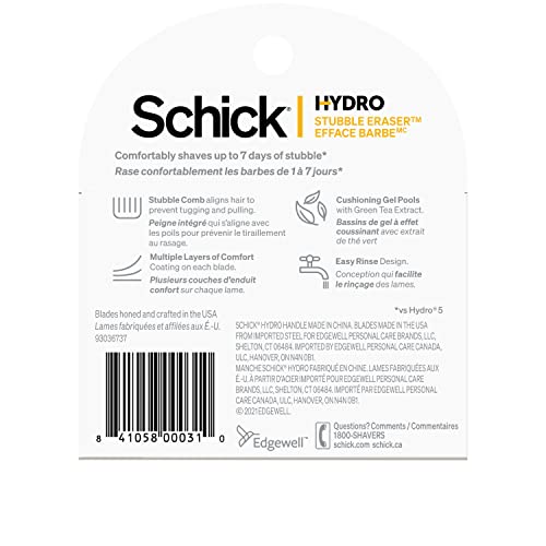 Schick Hydro Stubble Eraser Refills — Stubble Razor Refills, 4 Count