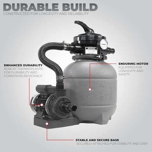 XtremepowerUS 13" Sand Filter Pump System for Above Ground Swimming Pool Self-Priming Pool Pump Multi-Port Valve, Strainer Basket 2, 400 GPH, Up to 10