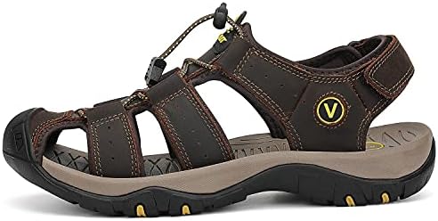 FLARUT Men's Sport Sandals Closed Toe Leather Water Hiking Shoes
