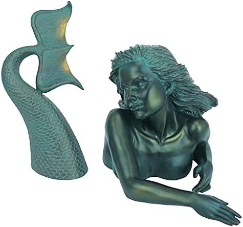 Design Toscano Meara the Mermaid Swimmer Indoor/Outdoor Garden Statue for Patio, Pool or Lawn, 16 Inches Wide, 7 Inches Deep, 7 Inches High