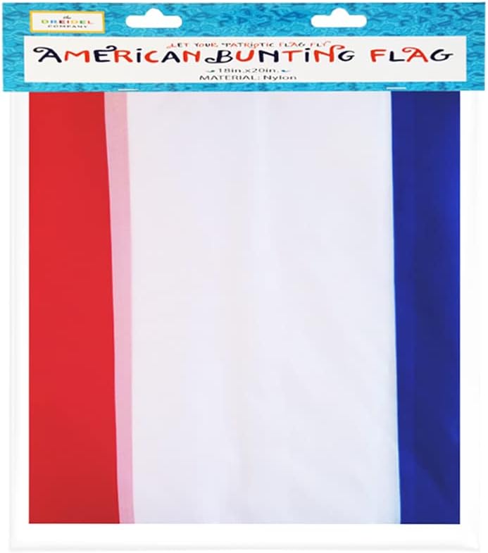 2-Pack Large Patriotic USA Flag Bunting Decorations 4th of July Memorial Day Large Red, White & Blue - 18" x 20 Feet. (2-Pack)