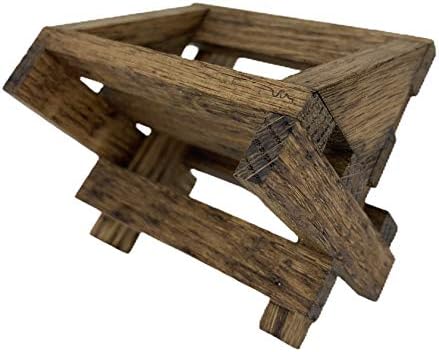 Baby Manger Oak -Angel Stand, Antique White Wood (Fits a Willow Tree Angels and Nativity Figurines)