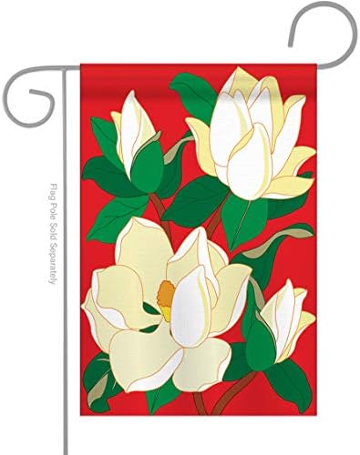 Two Group FK104041-P2 Magnolia Spring Floral Applique Decorative Vertical House 28" x 44" Garden 13" 18.5" Double Sided Flags Kit w/Banner Pole