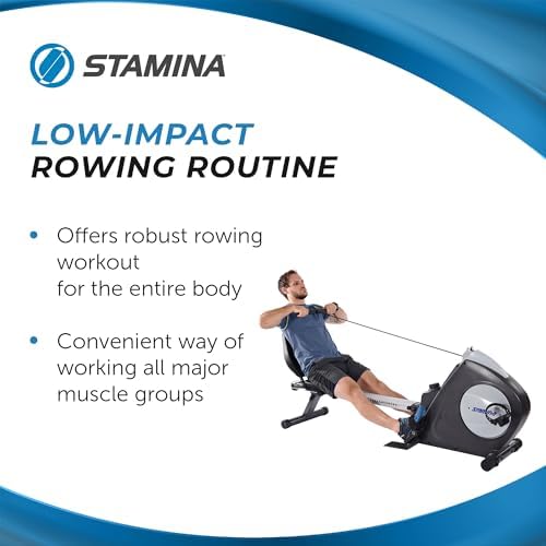 Stamina Conversion II Recumbent Exercise Bike and Rower - Cardio Machine with smart Workout App - Exercise Bike for Home Workout - Up to 250 lbs