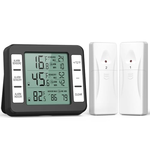 AMIR Refrigerator Thermometer, Wireless Indoor Outdoor Thermometer