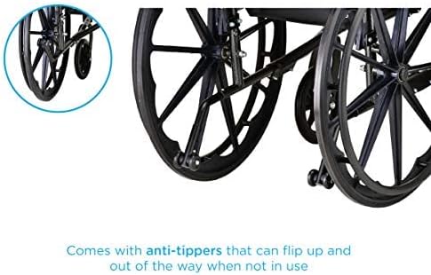 NOVA Lightweight Wheelchair with Flip Up Desk Arms (for Easy Transfer), Adjustable & Easy Release Footrests, Safety Anti-Tippers, Choose from 3 Seat Widths - 16”, 18”& 20”, Weighs only 32 lbs.