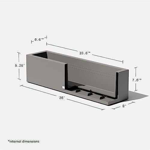 Veradek Block Series Trough Planter - Rectangular Outdoor Window Box | Made From Durable Plastic With Double-Walled Construction. Modern Patio/Tabletop Décor for Plants and Flowers