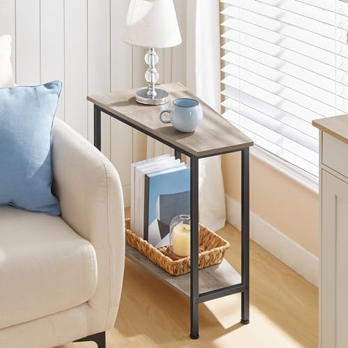 HOOBRO Wedge End Table, Recliner Wedge Side Table with Storage, Industrial Triangle Accent Table for Small Space, Corner, Living Room, Apartment