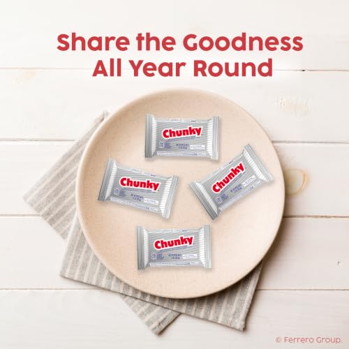 Chunky, Bulk 24 Pack, Milk Chocolate with Peanuts and Raisins Individually Wrapped Candy Bars, 33.6 Oz