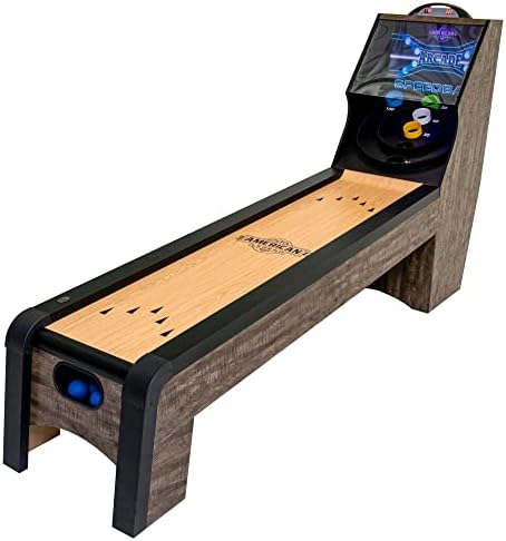 American Legend 9’ Arcade Speedball Game with Electronic Scoring, Automatic Ball Return, LED Lighting & 4 Game Balls, Walnut Finish