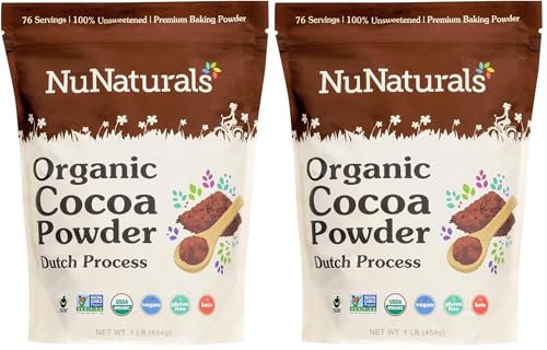 NuNaturals Organic Fairtrade Dutch Cocoa Powder Unsweetened 10-12%, 1 lb