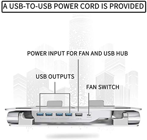 SOUNDANCE Laptop Cooling Pad with USB 3.0 Hub, Aluminum Stand, Up to 17"