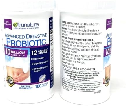 Trunature Digestive Probiotic Capsules, Healthy Immune System 2Pack (100 Count) Product is Recommended