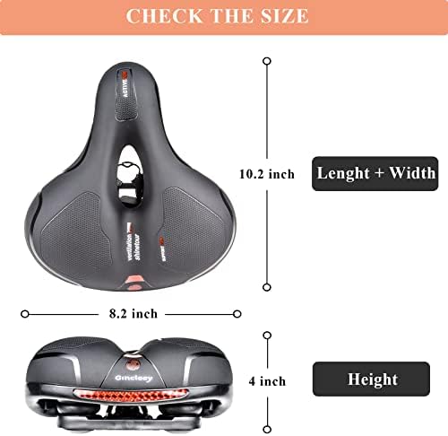 Comfort Bike Seat for Women Men,Wide Bicycle Saddle Replacement Memory Foam Padded Soft Bike Cushion with Dual Shock Absorbing Universal Fit for Indoor/Outdoor Bikes with Reflect