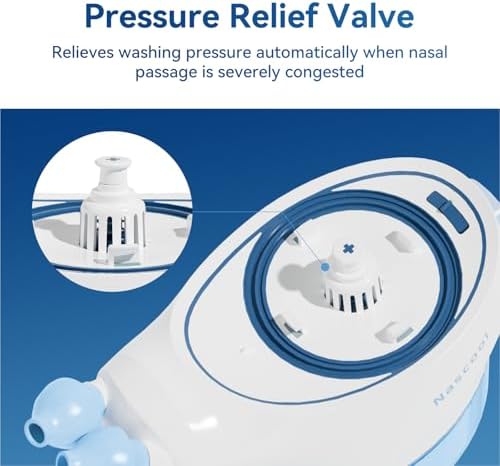 Nascool Electric Nasal Irrigation System with 50 Salt Packets Sinus Rinse | Auto Self-Cleaning, Pressure Relief & Waste Water Collection