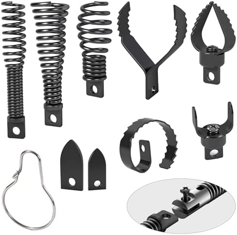 Richcat Drain Snake Drill Attachment, Cutter and Auger Set, Used in 50-100FT AC Drain Cleaning Machine, Fits 5/16 to 3/4 inch Drain Snake Cable