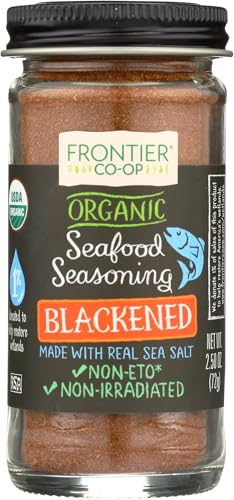 Frontier Co-op Organic Blackened Seafood Seasoning, 2.5 Ounce Bottle, Savory Blend for Fish, Seafood, Sauces, Chowders