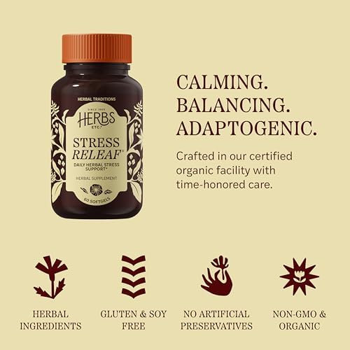Herbs Etc. Stress ReLeaf Softgels - Herbal Supplement for Stress Support - Ashwagandha