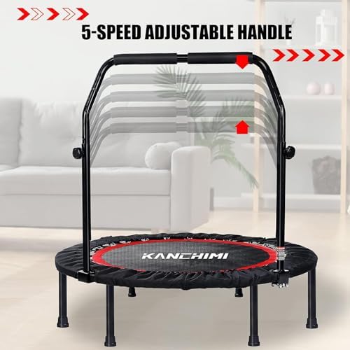 Kanchimi 40" 48" Folding Mini Fitness Indoor Exercise Workout Rebounder Trampoline with Handle, Max Load 330lbs