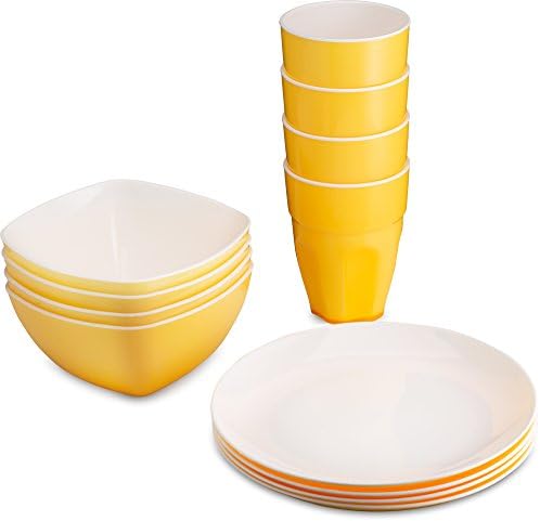 Reusable Plastic Party Dinnerware Set(12pcs) Ideal For Kids Fancy Hard Plastic Plates