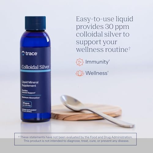 Trace Minerals Colloidal Silver Liquid Supplement, 16 oz | 30 PPM bio-active hydrosol, 99% pure silver, no additives or preservatives, distilled water base, super-oxygenated
