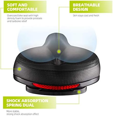 Bike Seat, Most Comfortable Bicycle Seat Dual Shock Absorbing Memory Foam Waterproof Bicycle Saddle Bike Seat Replacement with Refective Tape