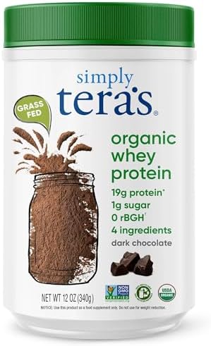 Simply tera's Organic Whey Protein Powder, Bourbon Vanilla - 12 Oz | Grass Fed Vanilla Whey Protein Powder, Clean, Made Without Artificial Sweeteners, Non-GMO, Kosher, rBGH-Free, Organic