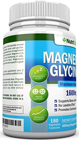 Magnesium Glycinate - 1600 mg - 180 Vegan Capsules - Maximum Absorption - Chelate Vegan Supplement - High Bioavailability - Great for Heart Health