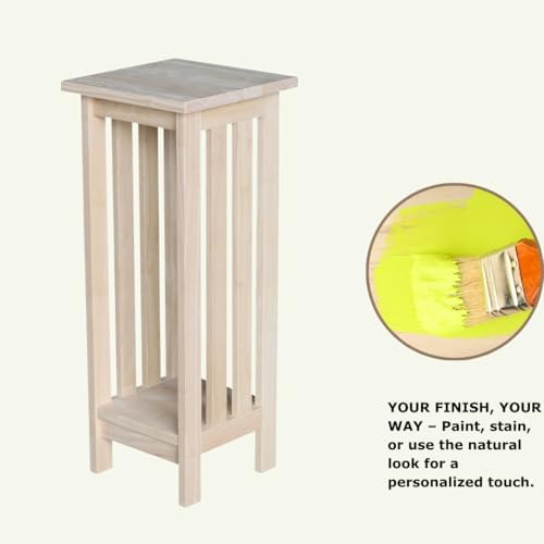 IC International Concepts Solid Wood Mission Plant Stand, Unfinished