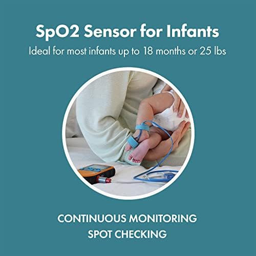 SpO2 Sensor for Infants - Compatible ONLY with CMI Health ​Handheld Pulse Oximeters - Overnight Monitoring - Soft & Comfortable, Latex-Free Material