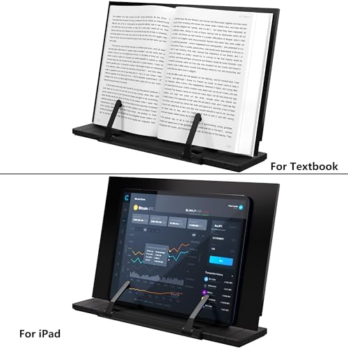 Readaeer Metal Book Stand for Desk Portable Document Holder for Cook Book, Music Book, iPad, Laptop