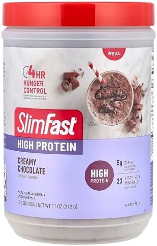 SlimFast Advanced Nutrition Creamy Chocolate Smoothie Mix – Weight Loss Meal Replacement – 20g protein – 11.4 Oz. Canister – 12 servings